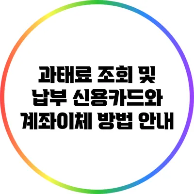 과태료 조회 및 납부: 신용카드와 계좌이체 방법 안내