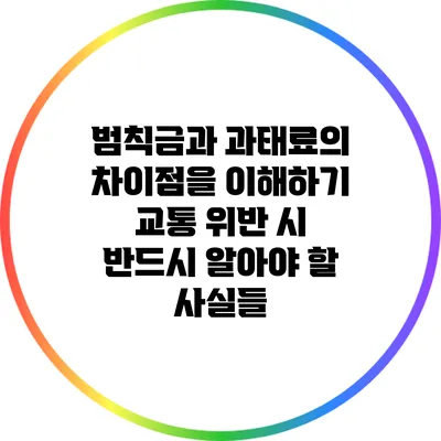 범칙금과 과태료의 차이점을 이해하기: 교통 위반 시 반드시 알아야 할 사실들