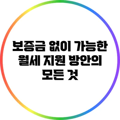 보증금 없이 가능한 월세 지원 방안의 모든 것