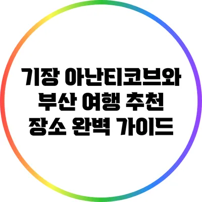기장 아난티코브와 부산 여행 추천 장소 완벽 가이드