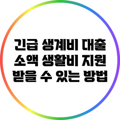 긴급 생계비 대출: 소액 생활비 지원 받을 수 있는 방법