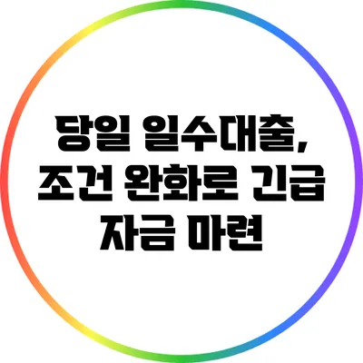 당일 일수대출, 조건 완화로 긴급 자금 마련