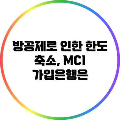 방공제로 인한 한도 축소, MCI 가입은행은?