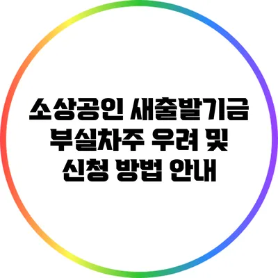 소상공인 새출발기금: 부실차주 우려 및 신청 방법 안내
