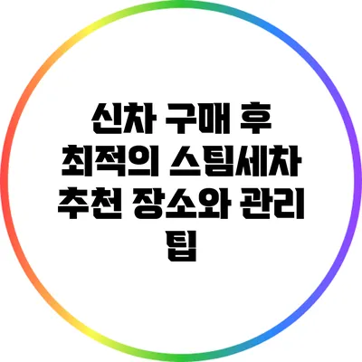 신차 구매 후 최적의 스팀세차 추천 장소와 관리 팁