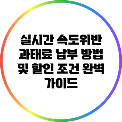 실시간 속도위반 과태료 납부 방법 및 할인 조건 완벽 가이드