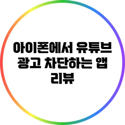 아이폰에서 유튜브 광고 차단하는 앱 리뷰