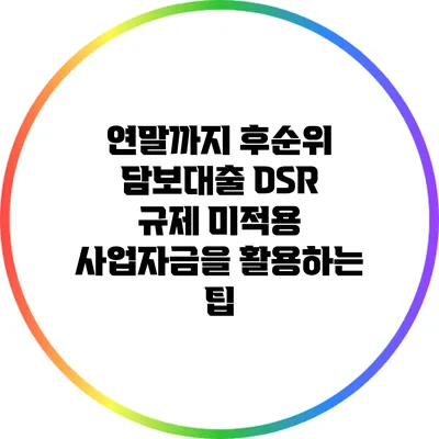 연말까지 후순위 담보대출 DSR 규제 미적용 사업자금을 활용하는 팁