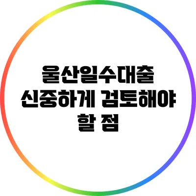 울산일수대출: 신중하게 검토해야 할 점