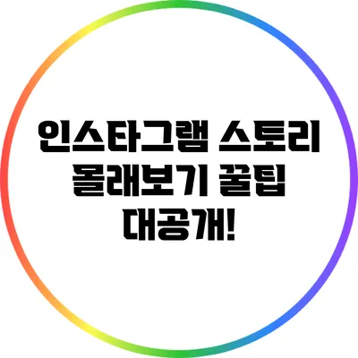 인스타그램 스토리 몰래보기 꿀팁 대공개!