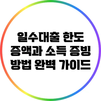 일수대출 한도 증액과 소득 증빙 방법 완벽 가이드