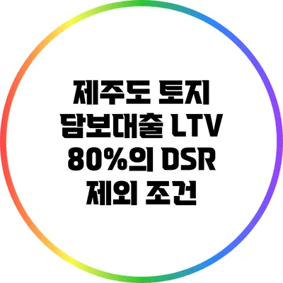 제주도 토지 담보대출 LTV 80%의 DSR 제외 조건