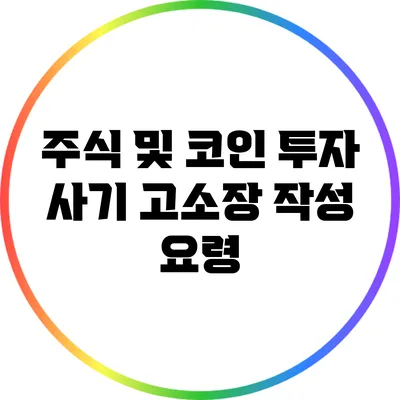 주식 및 코인 투자 사기 고소장 작성 요령