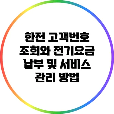 한전 고객번호 조회와 전기요금 납부 및 서비스 관리 방법