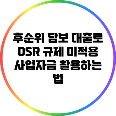 후순위 담보 대출로 DSR 규제 미적용 사업자금 활용하는 법