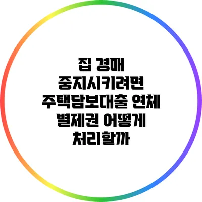 집 경매 중지시키려면 주택담보대출 연체 별제권 어떻게 처리할까?