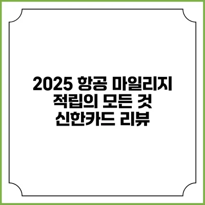 2025 항공 마일리지 적립의 모든 것 신한카드 리뷰