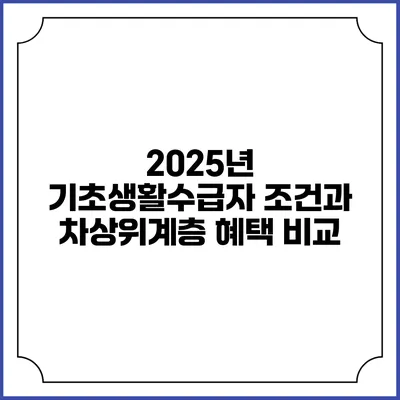 2025년 기초생활수급자 조건과 차상위계층 혜택 비교