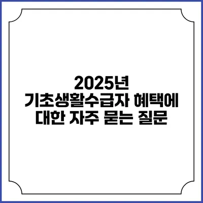 2025년 기초생활수급자 혜택에 대한 자주 묻는 질문