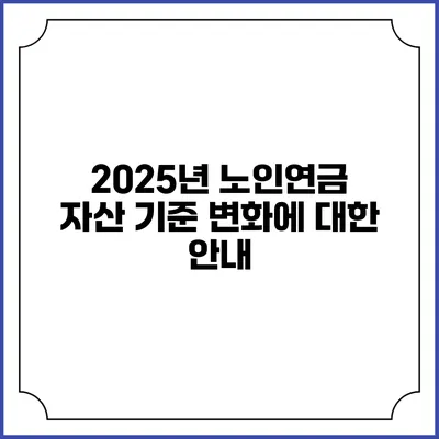 2025년 노인연금 자산 기준 변화에 대한 안내