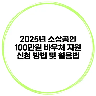 2025년 소상공인 100만원 바우처 지원 신청 방법 및 활용법