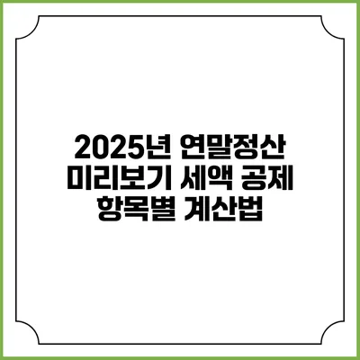 2025년 연말정산 미리보기: 세액 공제 항목별 계산법