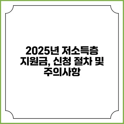 2025년 저소득층 지원금, 신청 절차 및 주의사항