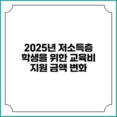 2025년 저소득층 학생을 위한 교육비 지원 금액 변화