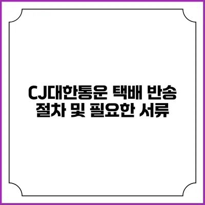 CJ대한통운 택배 반송 절차 및 필요한 서류