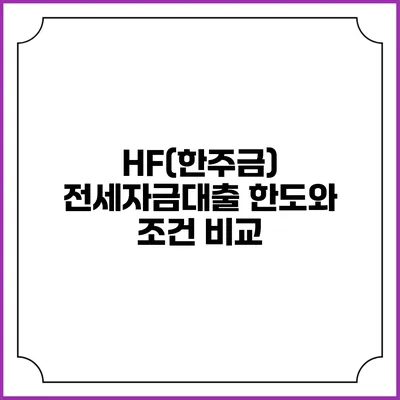 HF(한주금) 전세자금대출 한도와 조건 비교