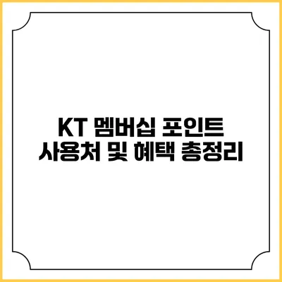 KT 멤버십 포인트 사용처 및 혜택 총정리