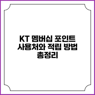 KT 멤버십 포인트 사용처와 적립 방법 총정리