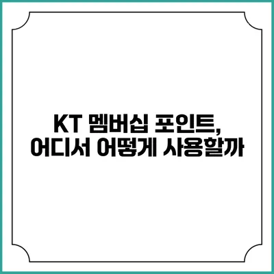 KT 멤버십 포인트, 어디서 어떻게 사용할까?
