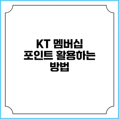 KT 멤버십 포인트 활용하는 방법