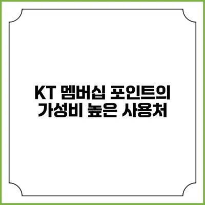 KT 멤버십 포인트의 가성비 높은 사용처