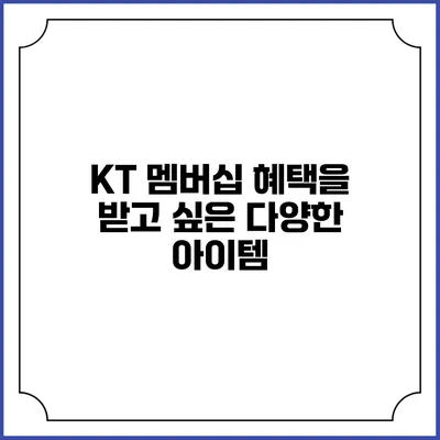 KT 멤버십 혜택을 받고 싶은 다양한 아이템