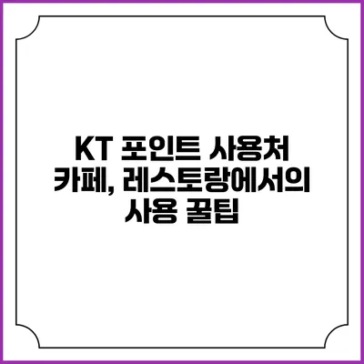 KT 포인트 사용처 카페, 레스토랑에서의 사용 꿀팁