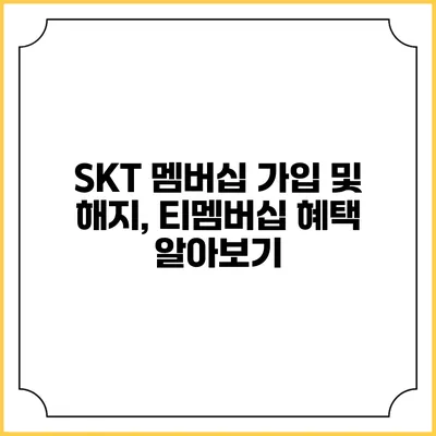 SKT 멤버십 가입 및 해지, 티멤버십 혜택 알아보기