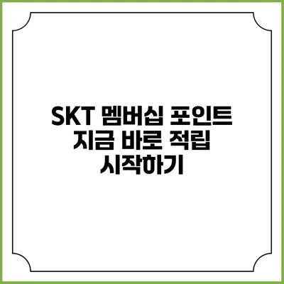 SKT 멤버십 포인트 지금 바로 적립 시작하기