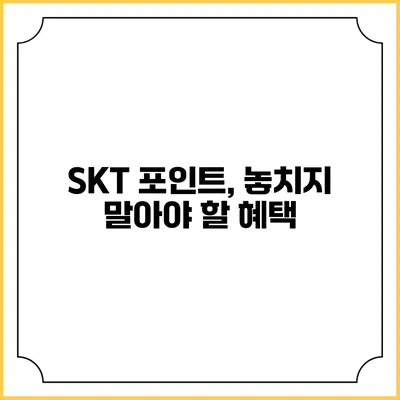 SKT 포인트, 놓치지 말아야 할 혜택