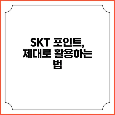 SKT 포인트, 제대로 활용하는 법
