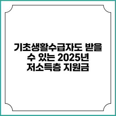 기초생활수급자도 받을 수 있는 2025년 저소득층 지원금