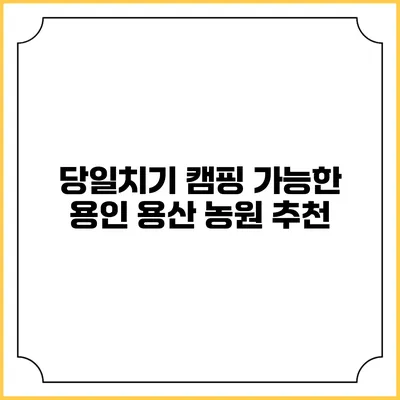 당일치기 캠핑 가능한 용인 용산 농원 추천