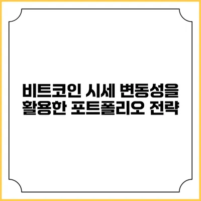비트코인 시세 변동성을 활용한 포트폴리오 전략