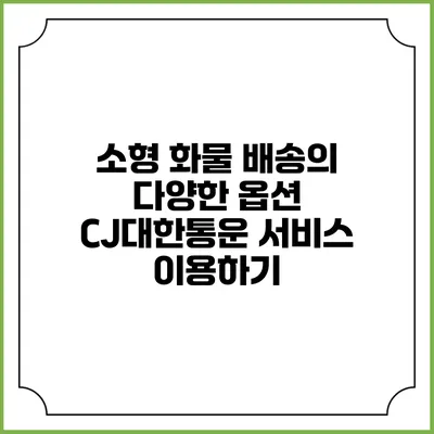 소형 화물 배송의 다양한 옵션 CJ대한통운 서비스 이용하기