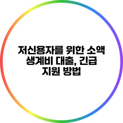 저신용자를 위한 소액 생계비 대출, 긴급 지원 방법