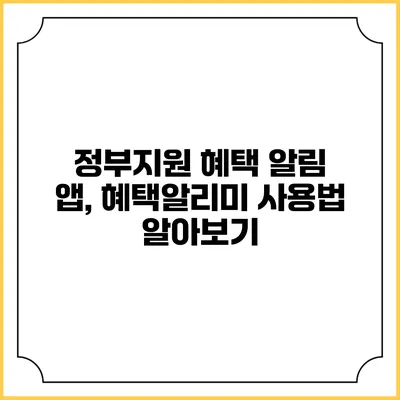정부지원 혜택 알림 앱, 혜택알리미 사용법 알아보기