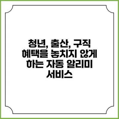 청년, 출산, 구직 혜택을 놓치지 않게 하는 자동 알리미 서비스