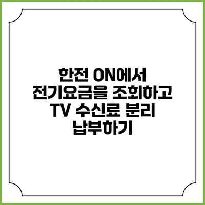 한전 ON에서 전기요금을 조회하고 TV 수신료 분리 납부하기