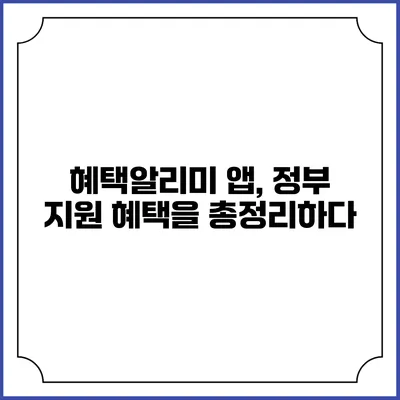 혜택알리미 앱, 정부 지원 혜택을 총정리하다